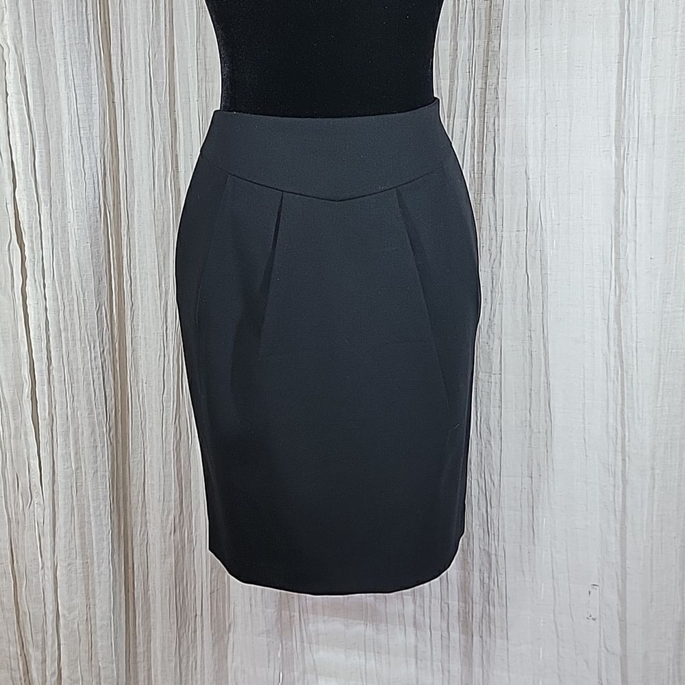 LOFT Black Wool Skirt Pleated Front - Picture 5 of 15